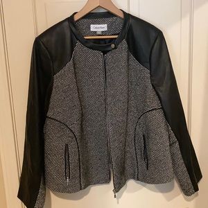 Calvin Klein Faux leather and tweed jacket